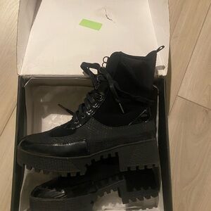 Fashion Nova Black Lace Up Platform Boots